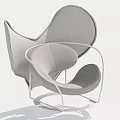 Modern Leisure Chair With Unique Curved Design Light Gray Fabric And Metal Frame