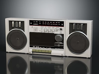 Retro Electronic Radio Cassette Player Featuring Dual Speakers Tape Deck And Classic Design 3d model
