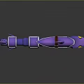 Purple Shark Shaped Weapon With Sharp Teeth Yellow Eyes And Belt Design