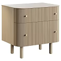 Light Wood Bedside Table with Vertical Stripe Design Drawers and Gold Knobs on Tapered Legs 3d model