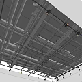 Modern Industrial Ceiling Design With Open Metal Framework And Track Lights 3d model