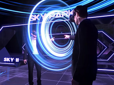Futuristic Photo Check in Spot at SKY II with VR Experience and Blue Light Rings 3d model