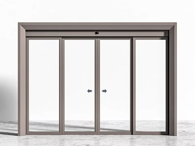 Modern Sliding Door With Gray Frame And Clear Glass Panels For Home 3d model