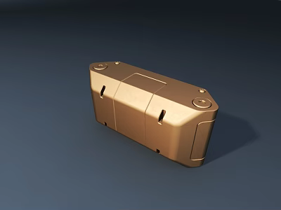 Golden Metal Footstool With Modern Design And Rectangular Structure Features 3d model