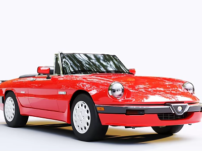 Red Convertible Car With Classic Design 3d model