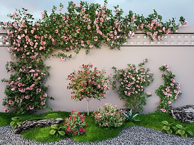 Modern Vine Green Plant Wall Rose Micro-terrain Stone model