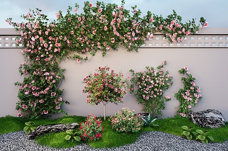 Modern Vine Green Plant Wall Rose Micro-terrain Stone 3d model