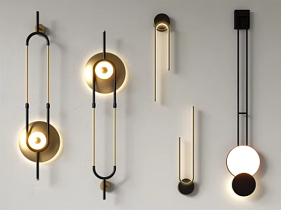Modern Wall Lamps With Geometric Shapes Metal Frame And Warm Lighting 3d model