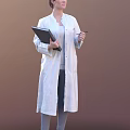Woman Wearing White Coat Holding Black Folder And Pen Standing