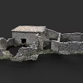 Detached Villa with Stone Construction Tile Roof and Ruined Stone Walls