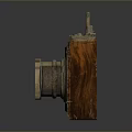 Vintage Camera With Wooden Body Metal Components And Classic Lens Design