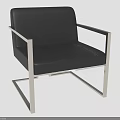 Modern Black Leather Accent Chair With Sleek Metal Frame And Minimalist Design
