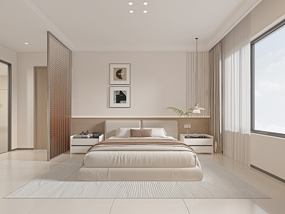 Cream wind bedroom model