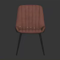Red Leather Leisure Chair With Vertical Stitching And Black Metal Legs In Modern Design