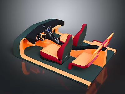 High Quality Car Interior Automotive Parts With Steering Wheel Seats Dashboard And Console 3d model
