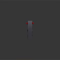 Futuristic Industrial Gate With Gray Frame Red Panels Yellow Stripes And Red Buttons