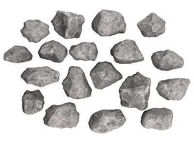 Pile Of Rough Stones And Wooden Chips For Natural Decor Projects 3d model