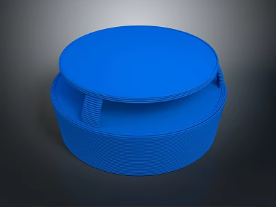 Blue Round Dining Table With Smooth Top And Textured Base Modern Design 3d model