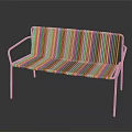 Pink Metal Slat Outdoor Public Bench With Modern Design And Armrests