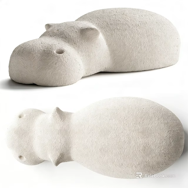Cute White Hippopotamus Shaped Soft Comfortable Bean Bag Chair for Living Room 3d model 