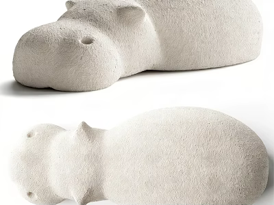 Cute White Hippopotamus Shaped Soft Comfortable Bean Bag Chair for Living Room 3d model