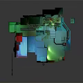 3D Cartoon Scene Design With Colorful Buildings Green Plants And Glowing Lights