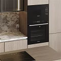 Modern Wooden Kitchen Cabinets With Glass Doors Marble Countertop And Built In Oven