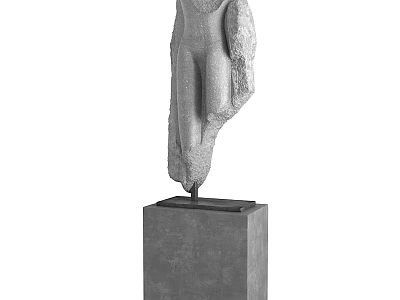 Modern Abstract Stone Hand Sculpture With Square Concrete Base And Smooth Surface 3d model