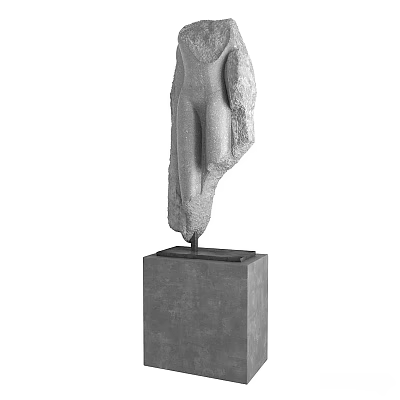 Modern Abstract Stone Hand Sculpture With Square Concrete Base And Smooth Surface 3d model