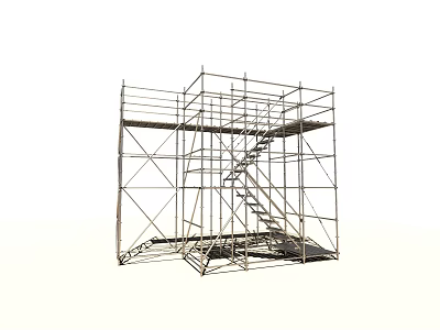 Sturdy Metal Scaffolding Structure With Platform And Ladder For Construction Work 3d model