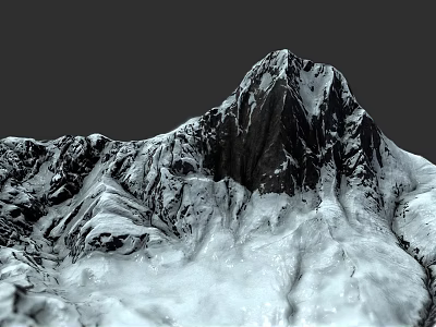 Garden Landscape Design With Snowy Mountain Elements Natural Rock And Frosty Scenery 3d model