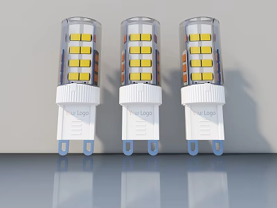 Three Transparent Cover LED Bulbs With Yellow Beads And White Base Your Logo 3d model