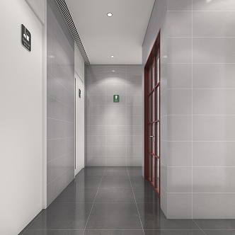 modern aisle public toilet corridor 3d model