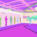 Modern Exhibition Hall Interior With Professional Character Displays And Visitor Viewing Wall Exhibits