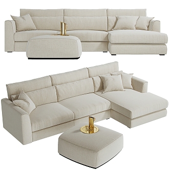 Modern Combination Sofa Fabric Flannel Concubine Corner Multi-Person Massage Sofa 3d model