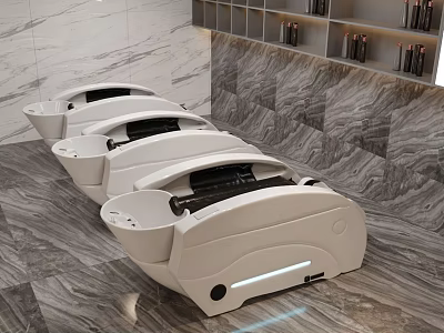 Modern White Massage Beds With Sleek Design In Marble Interior And LED Lighting 3d model