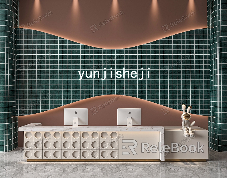 Hall bar reception desk background wall model