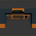 Industrial Control Equipment With Orange Stands Blue Main Body And Display Screen