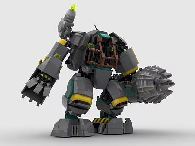 Building Blocks Mech Robot With Armored Structure And Weapons 3d model