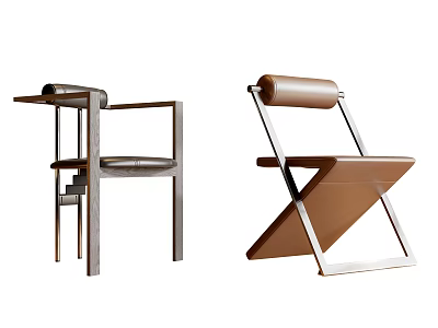 Modern Unique Design Dining Chairs With Wooden Frame And Leather Seats 3d model