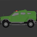 Green Armored Police Vehicle With Rooftop Flashing Lights And Sturdy Design