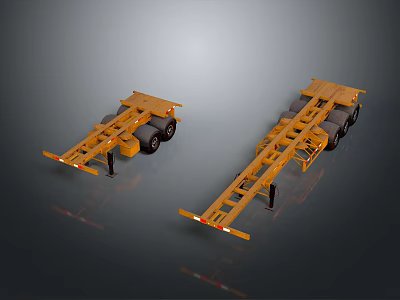 Yellow Heavy Duty Trailer Chassis With Multiple Wheels For Transport Use 3d model