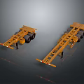 Yellow Heavy Duty Trailer Chassis With Multiple Wheels For Transport Use