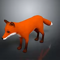 3D Orange Fox Game Character Standing with Realistic Fur and Reflection 3d model