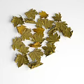 Natural Ground Cover With Scattered Yellow Green Maple Leaves On White Background