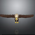 Pixel Art Mythical Eagle in Flying Pose with Spread Wings Glowing Head and Yellow Talons