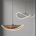 Modern Wavy Pendant Lights with Curved Metal Design and Warm Illumination