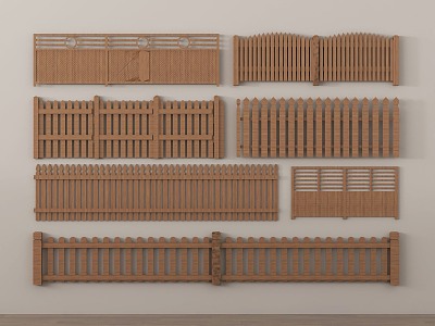 New Chinese Fence Solid Wood Railing 3d model