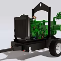 Trailer Mounted Industrial Equipment With Green Engine Radiator And Piping System