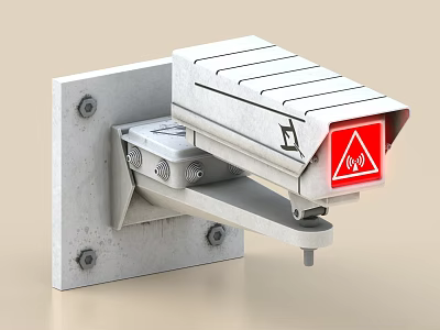 Projection Based Monitoring Device Mounted On Wall With Warning Indicator 3d model